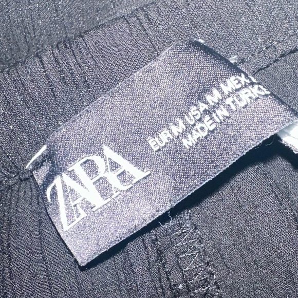 Zara Pants Black Summer Tie Waist Casual Straight Leg Boho Vacation Size Medium - Picture 4 of 4